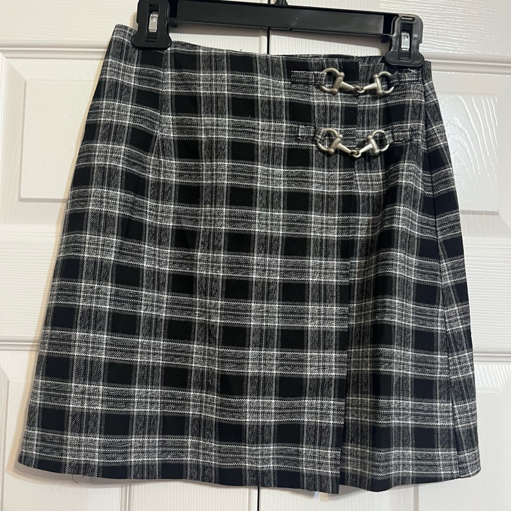 Tracy Evans Plaid Mini Skirt with Buckle Detail